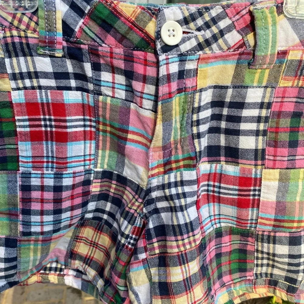 J. Khaki madras shorts cotton multicolor plaid girl 12